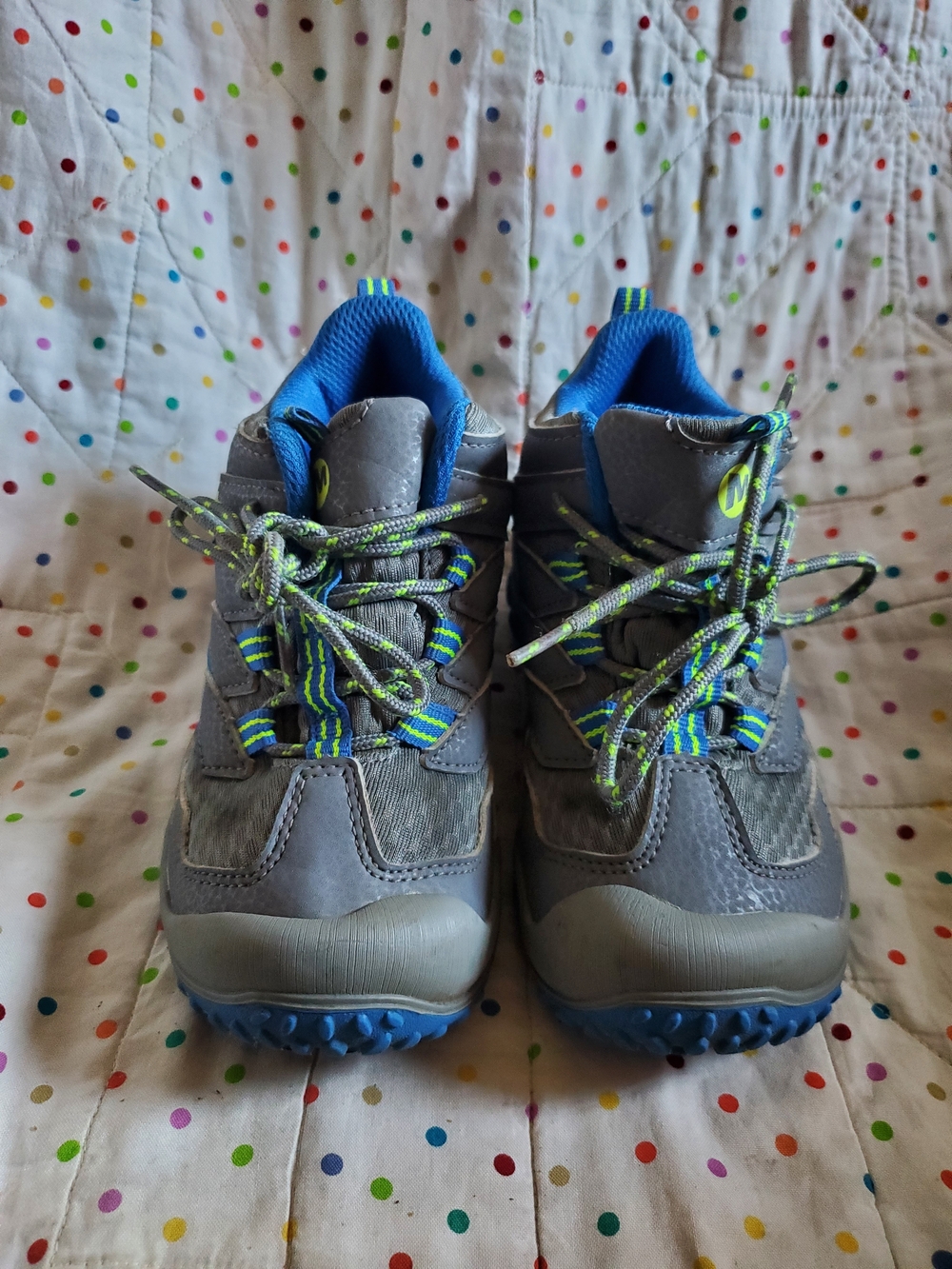 Merrell  Gray and Blue Outdoor  Shoes with Neon Accents